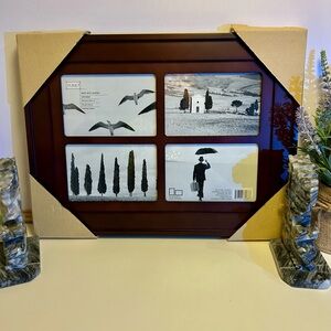 🔥VNTG Furio Solid Wood Picture Frame. Holds four 4 x6 pictures. NWOT